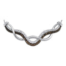 10kt White Gold Women's Round Cognac-brown Color Enhanced Diamond Infinity Pendant Necklace 1-3 Cttw - FREE Shipping (US/CAN)-Gold & Diamond Pendants & Necklaces-JadeMoghul Inc.