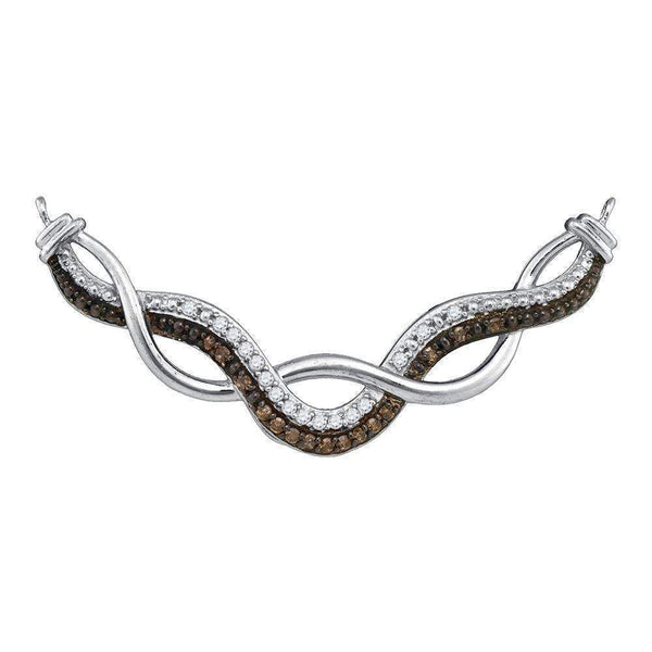 10kt White Gold Women's Round Cognac-brown Color Enhanced Diamond Infinity Pendant Necklace 1-3 Cttw - FREE Shipping (US/CAN)-Gold & Diamond Pendants & Necklaces-JadeMoghul Inc.
