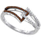10kt White Gold Women's Round Cognac-brown Color Enhanced Diamond Linked Band 1/4 Cttw - FREE Shipping (US/CAN)-Gold & Diamond Bands-5-JadeMoghul Inc.