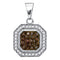 10kt White Gold Women's Round Cognac-brown Color Enhanced Diamond Octagon Cluster Pendant 1-3 Cttw - FREE Shipping (US/CAN)-Gold & Diamond Pendants & Necklaces-JadeMoghul Inc.