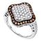 10kt White Gold Women's Round Cognac-brown Color Enhanced Diamond Quatrefoil Cluster Ring 1.00 Cttw - FREE Shipping (US/CAN)-Gold & Diamond Fashion Rings-5-JadeMoghul Inc.
