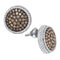 10kt White Gold Women's Round Cognac-brown Color Enhanced Diamond Roped Cluster Screwback Earrings 1-1-3 Cttw - FREE Shipping (USA/CAN)-Gold & Diamond Earrings-JadeMoghul Inc.