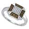 10kt White Gold Women's Round Cognac-brown Color Enhanced Diamond Square Cluster Ring 1/5 Cttw - FREE Shipping (US/CAN)-Rings And Bands-5-JadeMoghul Inc.