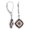 10kt White Gold Women's Round Cognac-brown Color Enhanced Diamond Square Dangle Earrings 1-2 Cttw - FREE Shipping (USA/CAN)-Gold & Diamond Earrings-JadeMoghul Inc.