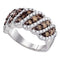 10kt White Gold Women's Round Cognac-brown Color Enhanced Diamond Striped Band Ring 1-1/2 Cttw - FREE Shipping (US/CAN)-Gold & Diamond Bands-5-JadeMoghul Inc.