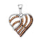 10kt White Gold Women's Round Cognac-brown Color Enhanced Diamond Striped Heart Pendant 1-4 Cttw - FREE Shipping (US/CAN)-Gold & Diamond Pendants & Necklaces-JadeMoghul Inc.