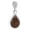 10kt White Gold Womens Round Cognac-brown Color Enhanced Diamond Teardrop Cluster Pendant 1-4 Cttw - FREE Shipping (US/CAN)-Gold & Diamond Pendants & Necklaces-JadeMoghul Inc.