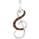 10kt White Gold Women's Round Cognac-brown Color Enhanced Diamond Treble Clef Pendant 1-10 Cttw - FREE Shipping (US/CAN)-Gold & Diamond Pendants & Necklaces-JadeMoghul Inc.