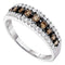 10kt White Gold Women's Round Cognac-brown Color Enhanced Diamond Triple Row Band Ring 1/2 Cttw - FREE Shipping (US/CAN)-Gold & Diamond Bands-4-JadeMoghul Inc.
