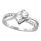 10kt White Gold Women's Round Diamond 2-stone Bridal Wedding Engagement Ring 1-2 Cttw - FREE Shipping (US/CAN)-Gold & Diamond Engagement & Anniversary Rings-JadeMoghul Inc.
