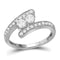 10kt White Gold Women's Round Diamond 2-stone Bridal Wedding Engagement Ring 5-8 Cttw - FREE Shipping (US/CAN)-Gold & Diamond Engagement & Anniversary Rings-JadeMoghul Inc.