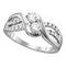 10kt White Gold Womens Round Diamond 2-stone Bridal Wedding Engagement Ring 5-8 Cttw-Gold & Diamond Engagement & Anniversary Rings-JadeMoghul Inc.