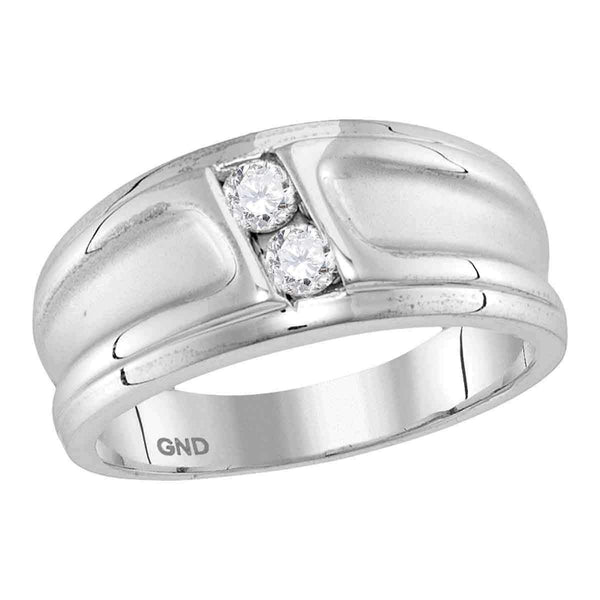 10kt White Gold Women's Round Diamond 2-stone Channel-set Wedding Band 1/3 Cttw - FREE Shipping (US/CAN)-Gold & Diamond Wedding Jewelry-5-JadeMoghul Inc.