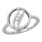 10kt White Gold Womens Round Diamond 2-stone Circle Ring 1-5 Cttw-Gold & Diamond Fashion Rings-JadeMoghul Inc.