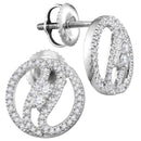 10kt White Gold Women's Round Diamond 2-stone Circle Stud Earrings 1-4 Cttw - FREE Shipping (US/CAN)-Gold & Diamond Earrings-JadeMoghul Inc.