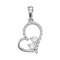 10kt White Gold Women's Round Diamond 2-Stone Heart Love Pendant 1-5 Cttw - FREE Shipping (US/CAN)-Gold & Diamond Pendants & Necklaces-JadeMoghul Inc.