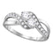 10kt White Gold Women's Round Diamond 2-stone Hearts Together Bridal Wedding Engagement Ring 5/8 Cttw - FREE Shipping (US/CAN) (Certified)-Wedding Jewelry-5-JadeMoghul Inc.