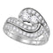 10kt White Gold Women's Round Diamond 2-Stone Hearts Together Bridal Wedding Engagement Ring Band Set 1/2 Cttw - FREE Shipping (US/CAN)-Wedding Jewelry-5-JadeMoghul Inc.