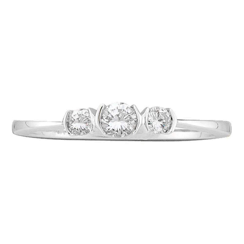 10kt White Gold Womens Round Diamond 3-stone Bridal Wedding Engagement Ring 1-4 Cttw-Gold & Diamond Engagement & Anniversary Rings-JadeMoghul Inc.