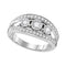 10kt White Gold Women's Round Diamond 3-stone Bridal Wedding Engagement Ring 1/2 Cttw - FREE Shipping (US/CAN)-Gold & Diamond Engagement & Anniversary Rings-5-JadeMoghul Inc.