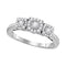 10kt White Gold Women's Round Diamond 3-stone Bridal Wedding Engagement Ring 1/2 Cttw - FREE Shipping (US/CAN)-Gold & Diamond Engagement & Anniversary Rings-7.5-JadeMoghul Inc.