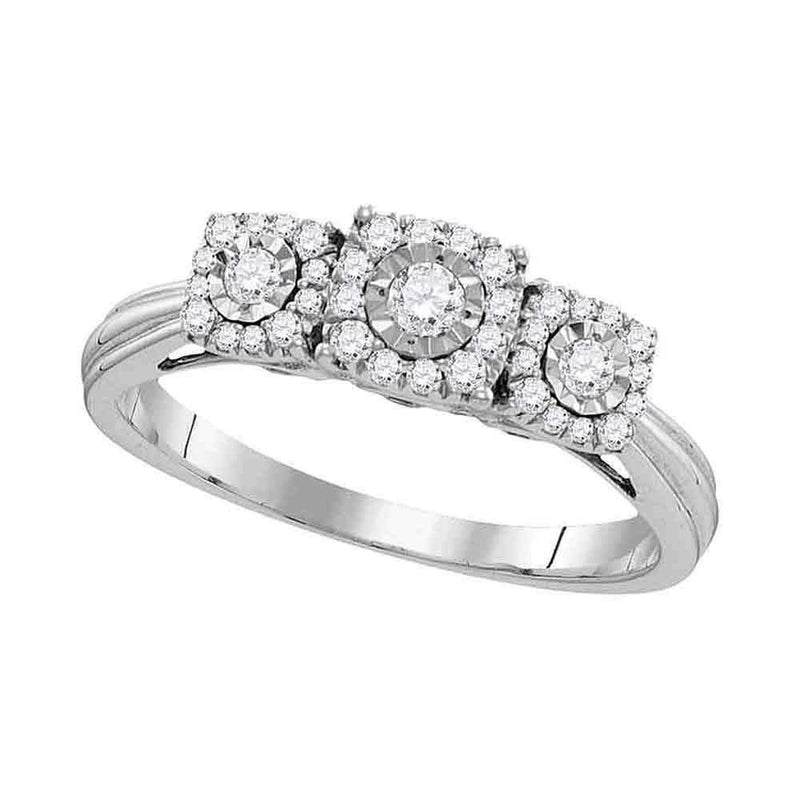 10kt White Gold Women's Round Diamond 3-stone Bridal Wedding Engagement Ring 1/2 Cttw - FREE Shipping (US/CAN)-Gold & Diamond Engagement & Anniversary Rings-7.5-JadeMoghul Inc.