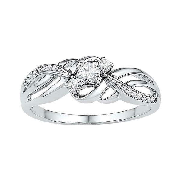 10kt White Gold Women's Round Diamond 3-stone Bridal Wedding Engagement Ring 1/4 Cttw - FREE Shipping (US/CAN)-Wedding Jewelry-5-JadeMoghul Inc.