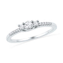 10kt White Gold Women's Round Diamond 3-stone Bridal Wedding Engagement Ring 1/4 Cttw - FREE Shipping (US/CAN)-Wedding Jewelry-5-JadeMoghul Inc.