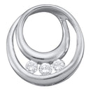 10kt White Gold Women's Round Diamond 3-Stone Circle Pendant 1-5 Cttw - FREE Shipping (US/CAN)-Gold & Diamond Pendants & Necklaces-JadeMoghul Inc.