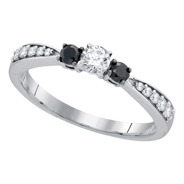 10kt White Gold Women's Round Diamond 3-stone Tapered Bridal Wedding Engagement Ring 3/8 Cttw - FREE Shipping (US/CAN)-Gold & Diamond Engagement & Anniversary Rings-5-JadeMoghul Inc.