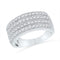 10kt White Gold Women's Round Diamond 4-Row Symmetrical Band Ring 1.00 Cttw - FREE Shipping (US/CAN)-Gold & Diamond Bands-5-JadeMoghul Inc.