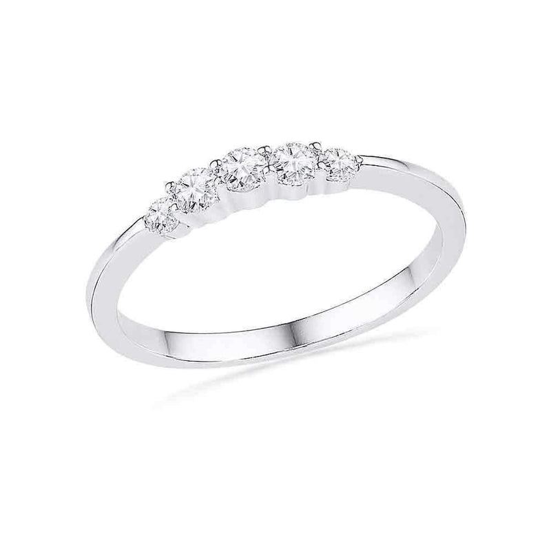 10kt White Gold Women's Round Diamond 5-stone Bridal Wedding Engagement Ring 1/4 Cttw - FREE Shipping (US/CAN)-Gold & Diamond Engagement & Anniversary Rings-5-JadeMoghul Inc.