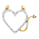 10kt White Gold Women's Round Diamond Angel Halo Winged Heart Pendant 1-20 Cttw - FREE Shipping (US/CAN)-Gold & Diamond Pendants & Necklaces-JadeMoghul Inc.