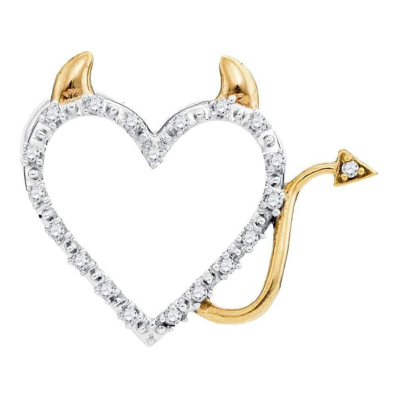 10kt White Gold Women's Round Diamond Angel Halo Winged Heart Pendant 1-20 Cttw - FREE Shipping (US/CAN)-Gold & Diamond Pendants & Necklaces-JadeMoghul Inc.