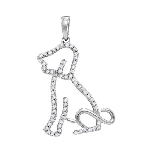 10kt White Gold Women's Round Diamond Animal Dog Puppy Pendant 1-5 Cttw - FREE Shipping (US/CAN)-Gold & Diamond Pendants & Necklaces-JadeMoghul Inc.