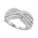 10kt White Gold Women's Round Diamond Band Crossover Ring 5/8 Cttw - FREE Shipping (US/CAN)-Gold & Diamond Bands-5-JadeMoghul Inc.