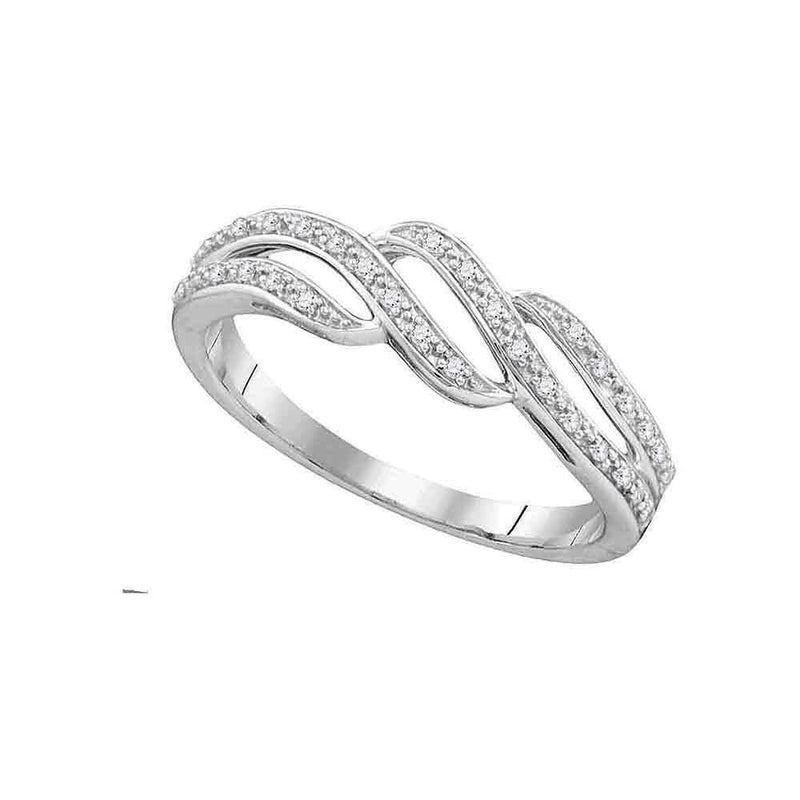 10kt White Gold Women's Round Diamond Band Ring 1/10 Cttw - FREE Shipping (US/CAN)-Gold & Diamond Bands-5-JadeMoghul Inc.