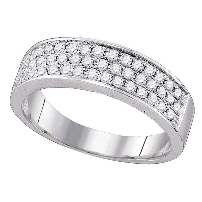 10kt White Gold Women's Round Diamond Band Ring 1/2 Cttw - FREE Shipping (US/CAN)-Gold & Diamond Bands-5-JadeMoghul Inc.