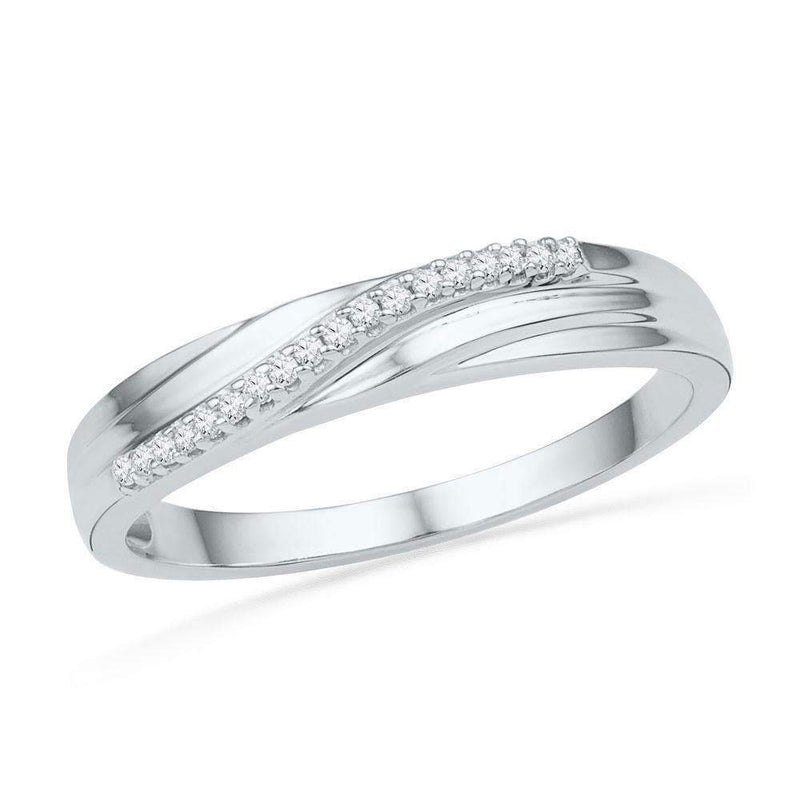 10kt White Gold Women's Round Diamond Band Ring 1/20 Cttw - FREE Shipping (US/CAN)-Gold & Diamond Bands-5-JadeMoghul Inc.