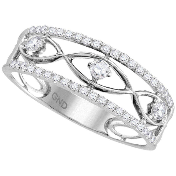 10kt White Gold Women's Round Diamond Band Ring 1/3 Cttw - FREE Shipping (US/CAN)-Gold & Diamond Bands-8.5-JadeMoghul Inc.