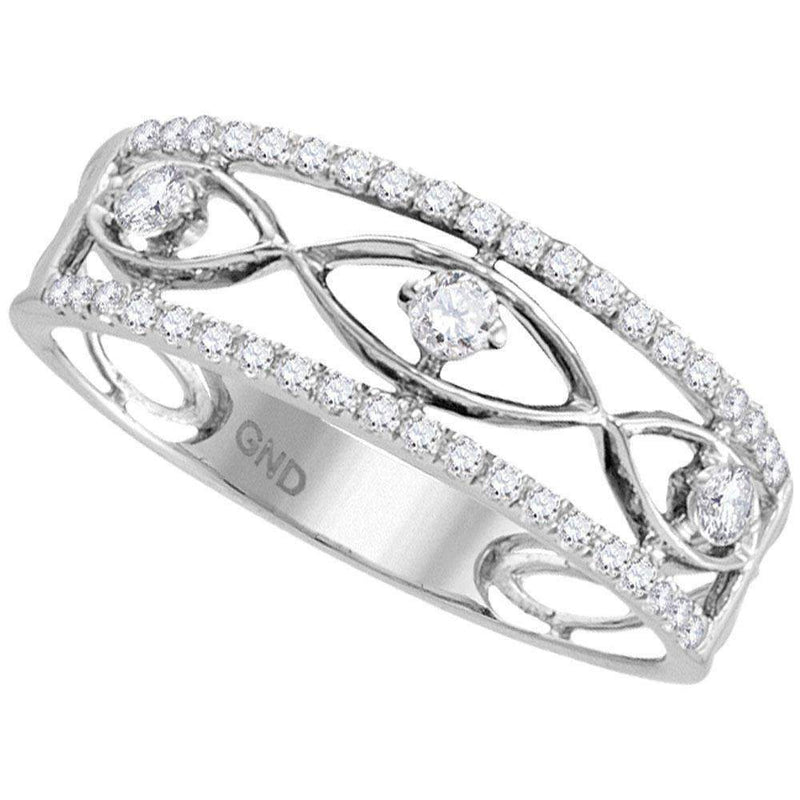 10kt White Gold Women's Round Diamond Band Ring 1/3 Cttw - FREE Shipping (US/CAN)-Gold & Diamond Bands-8.5-JadeMoghul Inc.