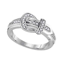 10kt White Gold Women's Round Diamond Belt Buckle Band Ring 1/5 Cttw - FREE Shipping (US/CAN)-Gold & Diamond Fashion Rings-9.5-JadeMoghul Inc.