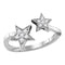 10kt White Gold Women's Round Diamond Bisected Double Star Open Ring 1/8 Cttw - FREE Shipping (US/CAN)-Gold & Diamond Rings-6-JadeMoghul Inc.