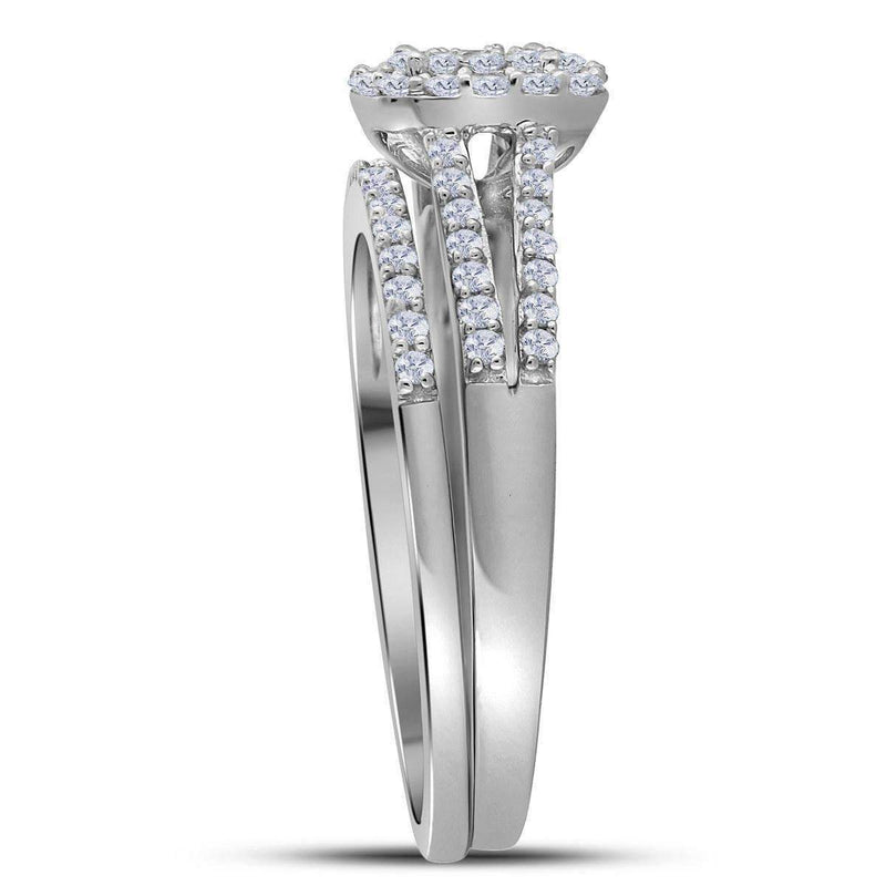 10kt White Gold Women's Round Diamond Bridal Wedding Engagement Ring Band Set 1/2 Cttw - FREE Shipping (US/CAN)-Wedding Jewelry-5-JadeMoghul Inc.