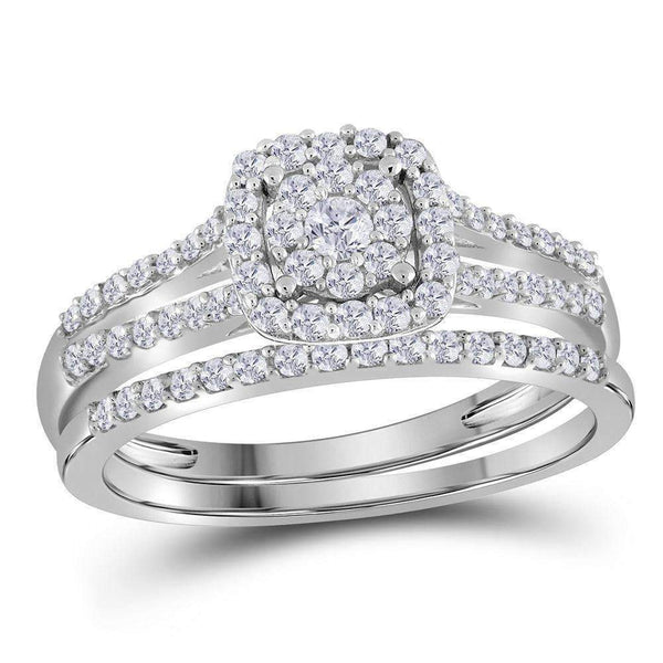 10kt White Gold Women's Round Diamond Bridal Wedding Engagement Ring Band Set 1/2 Cttw - FREE Shipping (US/CAN)-Wedding Jewelry-5-JadeMoghul Inc.
