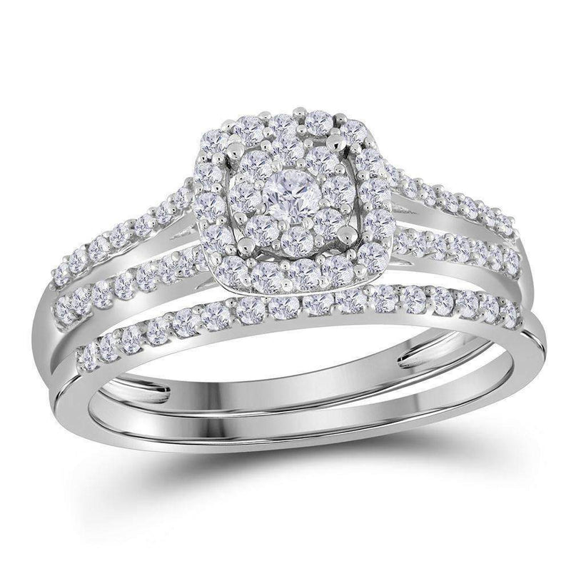 10kt White Gold Women's Round Diamond Bridal Wedding Engagement Ring Band Set 1/2 Cttw - FREE Shipping (US/CAN)-Wedding Jewelry-5-JadeMoghul Inc.
