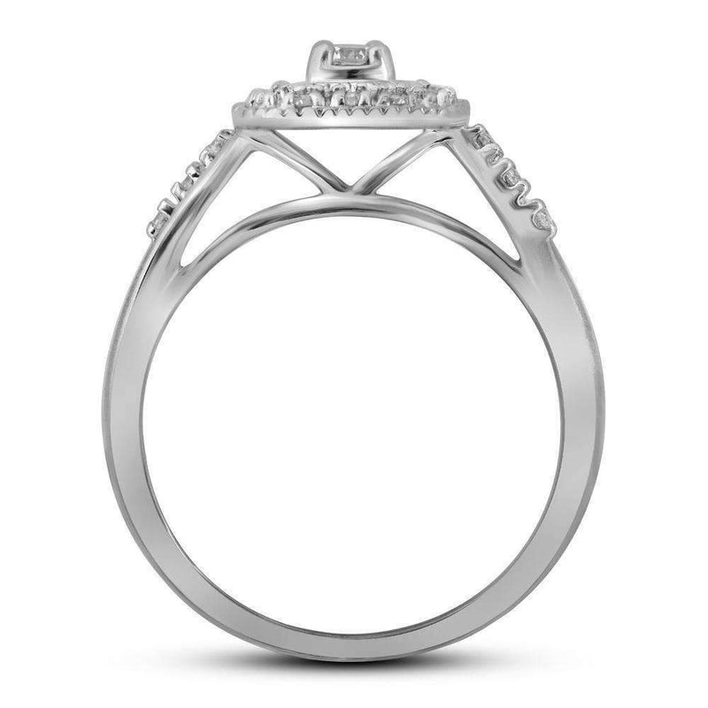 10kt White Gold Women's Round Diamond Bridal Wedding Engagement Ring Band Set 1/3 Cttw - FREE Shipping (US/CAN)-Gold & Diamond Wedding Ring Sets-5-JadeMoghul Inc.