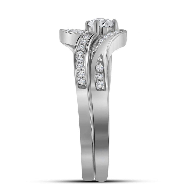10kt White Gold Women's Round Diamond Bridal Wedding Engagement Ring Band Set 1/3 Cttw - FREE Shipping (US/CAN)-Wedding Jewelry-5-JadeMoghul Inc.