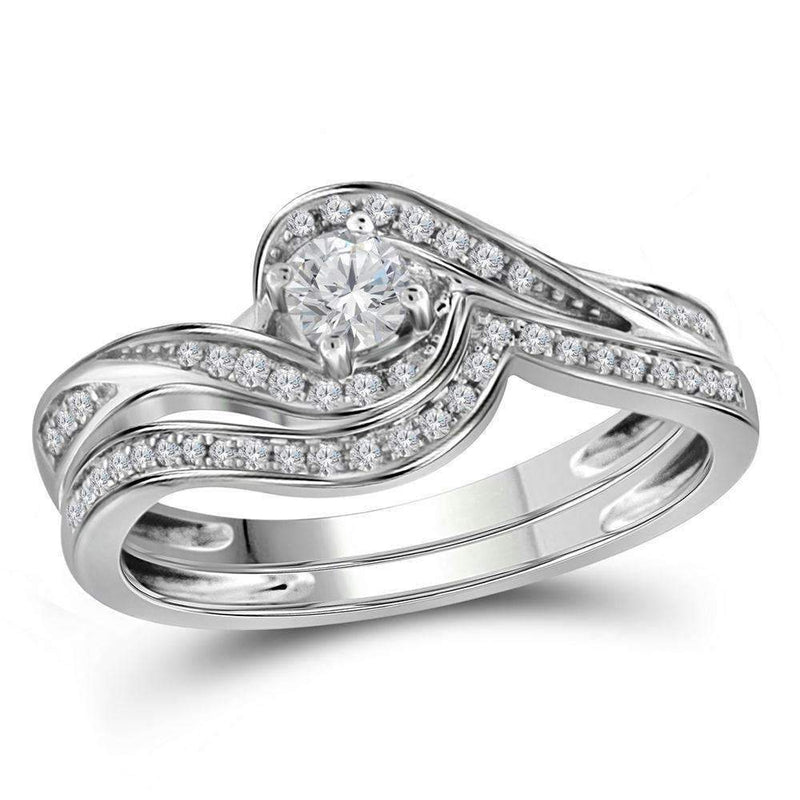 10kt White Gold Women's Round Diamond Bridal Wedding Engagement Ring Band Set 1/3 Cttw - FREE Shipping (US/CAN)-Wedding Jewelry-5-JadeMoghul Inc.