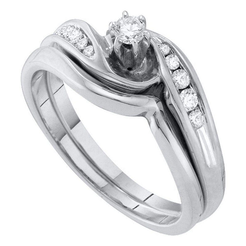 10kt White Gold Women's Round Diamond Bridal Wedding Engagement Ring Band Set 1/4 Cttw - FREE Shipping (US/CAN)-Wedding Jewelry-5-JadeMoghul Inc.